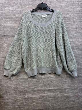 Listicle Chunky Knit Sweater Womens Size L Olive Gray Long Sleeve Oversized